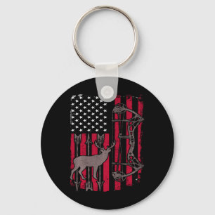 American Flag Deer Bow Hunting Key Ring