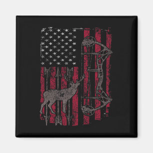 American Flag Deer Bow Hunting Patriotic Distresse Magnet