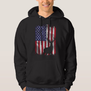American Flag Deer Elk Hunting USA Patriotic Hunte Hoodie