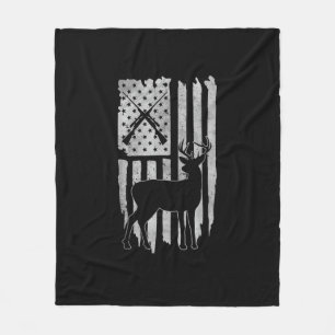 American Flag Deer Hunting Patriotic Hunter Men Wo Fleece Blanket