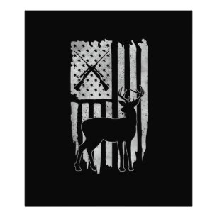 American Flag Deer Hunting Patriotic Hunter Men Wo Photo Print