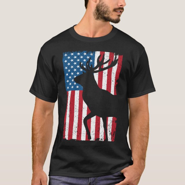 american flag deer T-Shirt (Front)