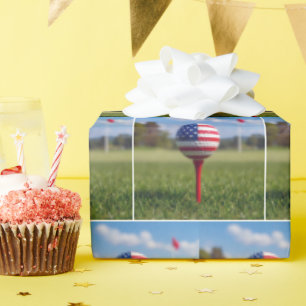 American Flag Design on a Golf Ball Wrapping Paper