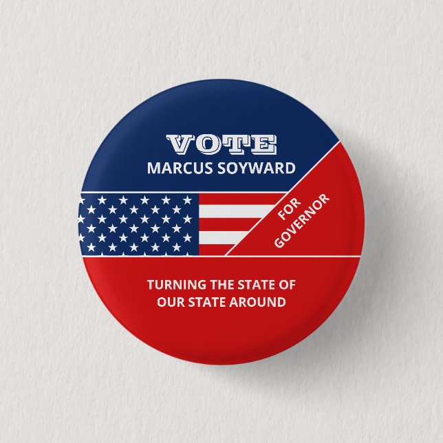 American Flag Design, Political Campaign Advert 3 Cm Round Badge (Front)