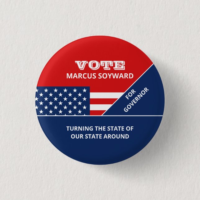 American Flag Design, Political Campaign Advert 3 Cm Round Badge (Front)