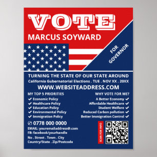 American Flag Design, Political Campaigner Advert Poster