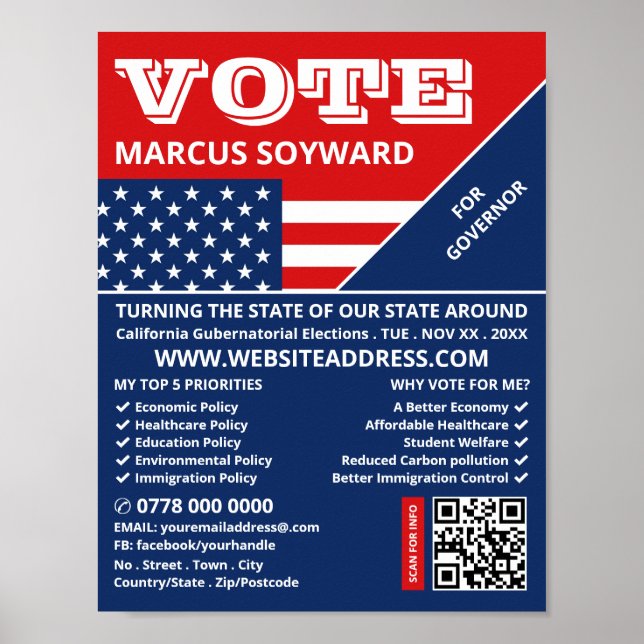 American Flag Design, Political Campaigner Advert Poster (Front)