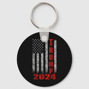 American Flag Design Trump 2024 Key Ring
