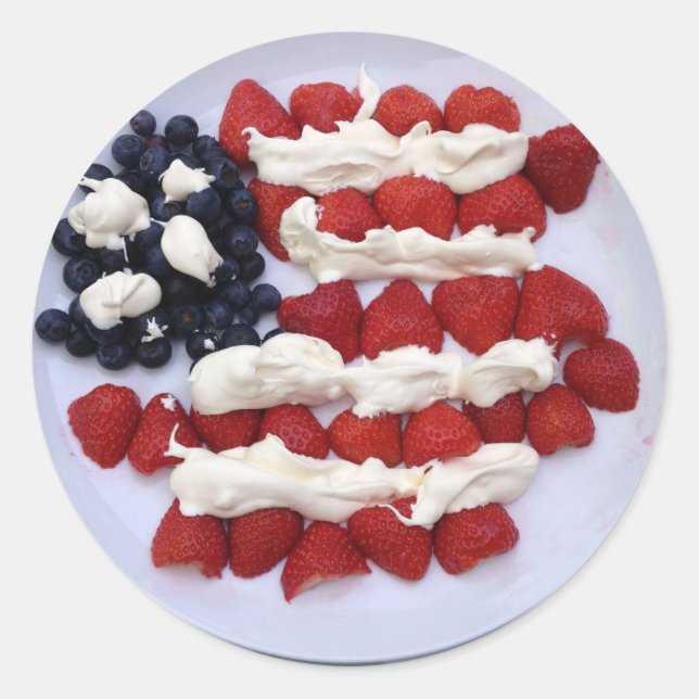 American Flag Dessert Classic Round Sticker (Front)