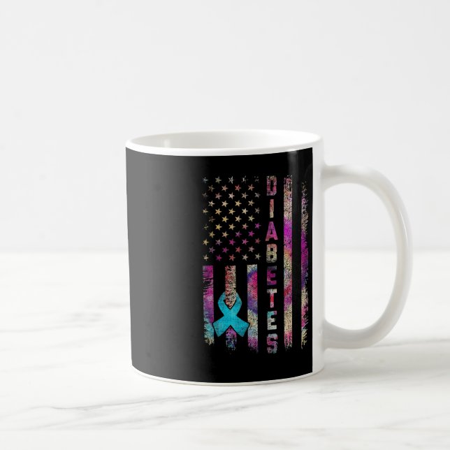 American Flag Diabetes Awareness Support Tie Dye  Coffee Mug (Right)