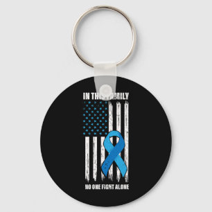 American Flag Diabetes Support  Type 1 Blue Ribbon Key Ring