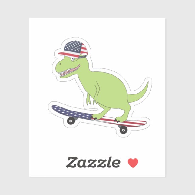American Flag Dinosaur Skateboarding (Sheet)