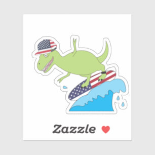 American Flag Dinosaur Surfing