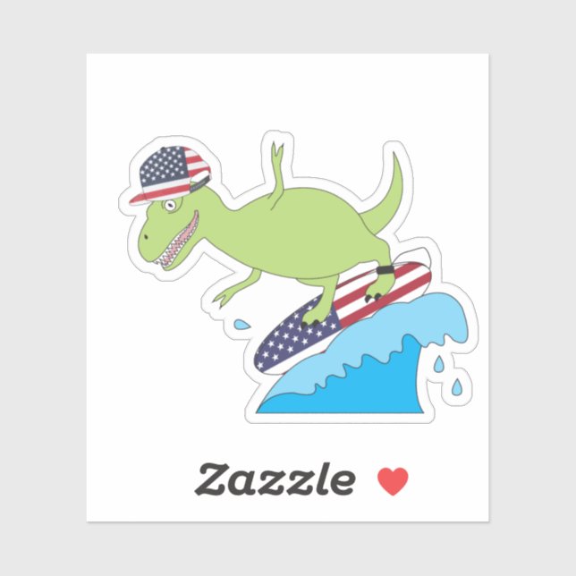 American Flag Dinosaur Surfing (Sheet)