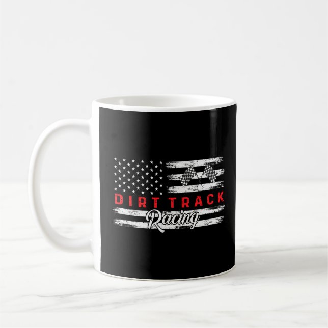 American Flag Dirt Track Racing Car Bike Driver Di Coffee Mug (Left)
