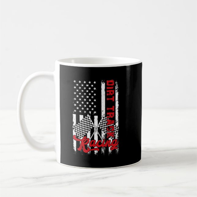 American Flag Dirt Track Racing Car Bike Driver Ra Coffee Mug (Left)