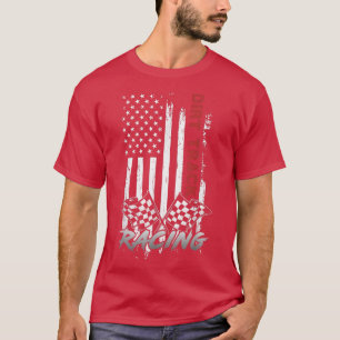 American Flag Dirt Track Racing Car Bike Driver Ra T-Shirt