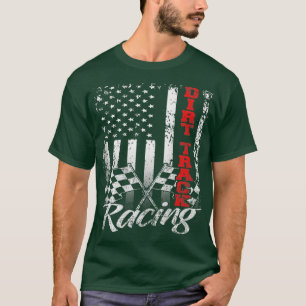 American Flag Dirt Track Racing Car Bike Driver Ra T-Shirt