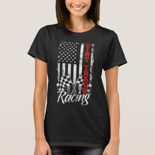 American Flag Dirt Track Racing Car Bike Driver Ra T-Shirt