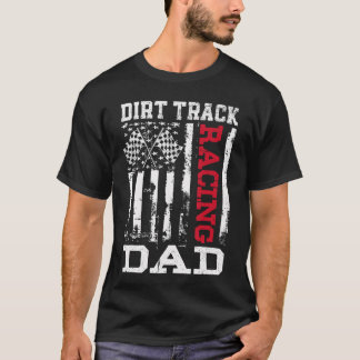 American Flag Dirtrack Racing Dad Race Flag Design T-Shirt