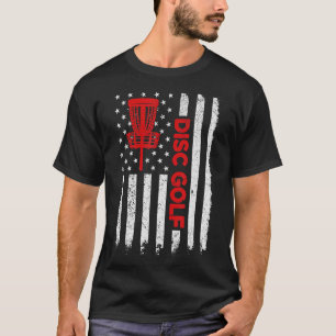 American Flag Disc Golf Basket Vintage Disc Golfer T-Shirt