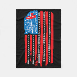 American Flag Disc Golf Bysket Chain 4th Of July M Fleece Blanket