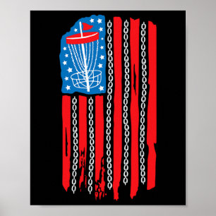 American Flag Disc Golf Bysket Chain 4th Of July M Poster