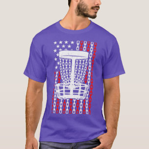 American Flag Disc Golf Player Funny USA Basket Ch T-Shirt