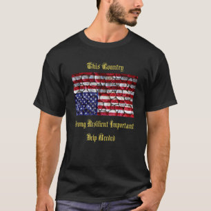 American Flag Distress Upside Down Rocks 1 T-Shirt
