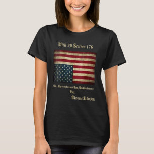 American Flag Distress Upside Down Thomas Jefferso T-Shirt