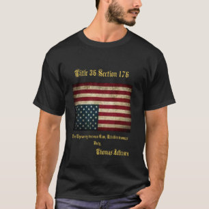 American Flag Distress Upside Down Thomas Jefferso T-Shirt