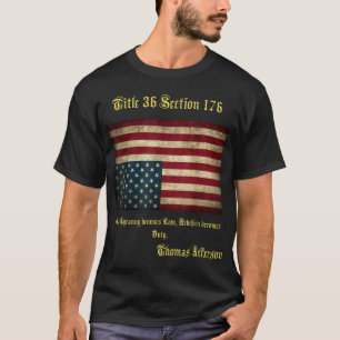 American Flag Distress Upside Down Thomas Jefferso T-Shirt