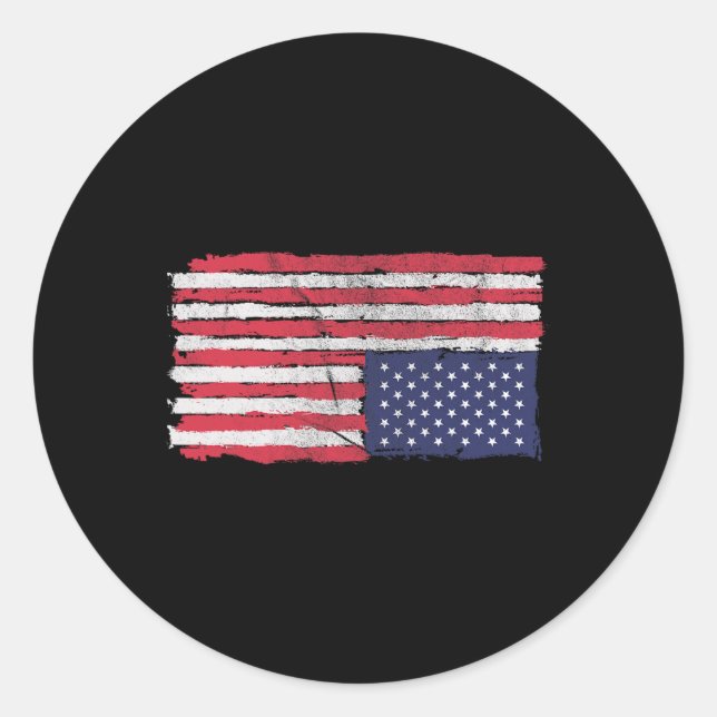 American Flag Distress Upside Down United States U Classic Round Sticker (Front)