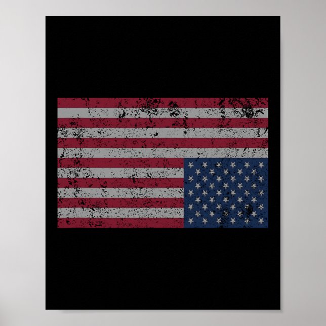 American Flag Distress Upside Down United States U Poster (Front)