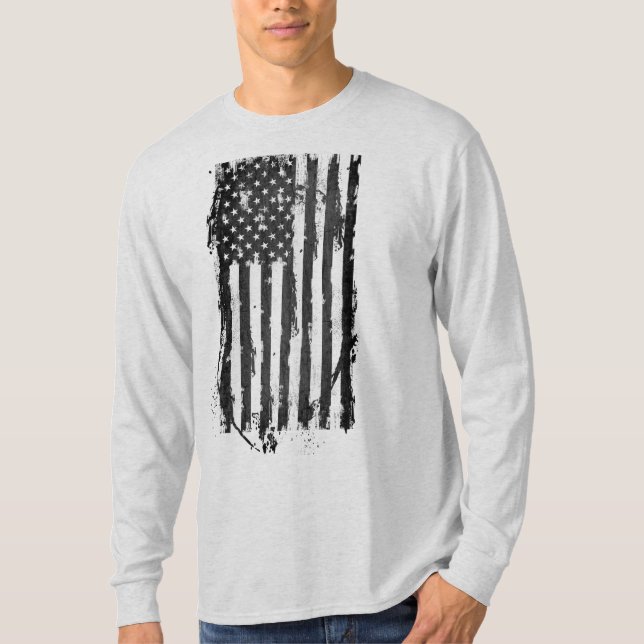 American Flag Distressed Black T-Shirt (Front)