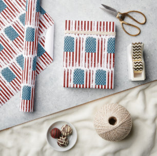 American Flag Distressed Design Wrapping Paper