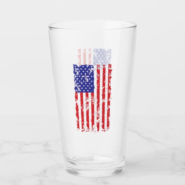 American Flag distressed Glass (Front)