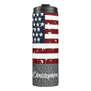 American Flag Distressed Thermal Tumbler