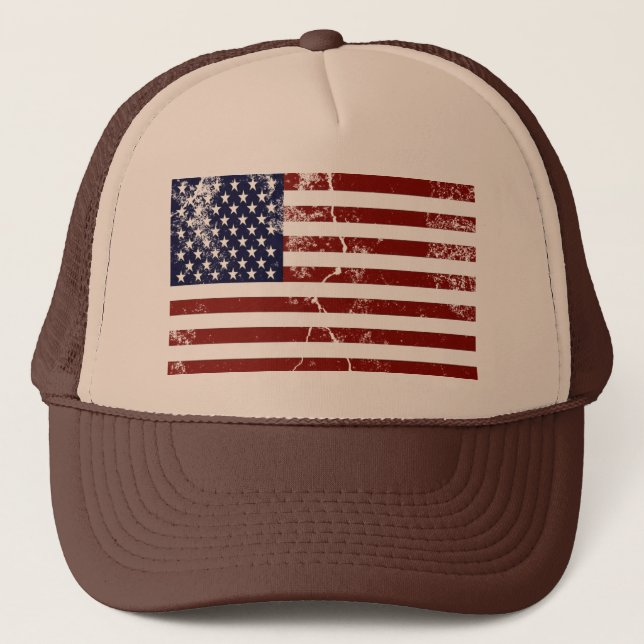 American Flag Distressed Trucker Hat (Front)
