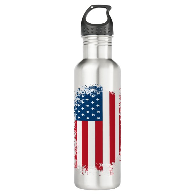 American Flag Distressed - United States 710 Ml Water Bottle (Front)