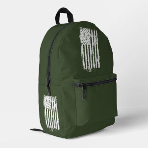 American Flag Distressed White Printed Backpack