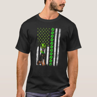 American Flag Doberman Dog St Patricks Day T-Shirt
