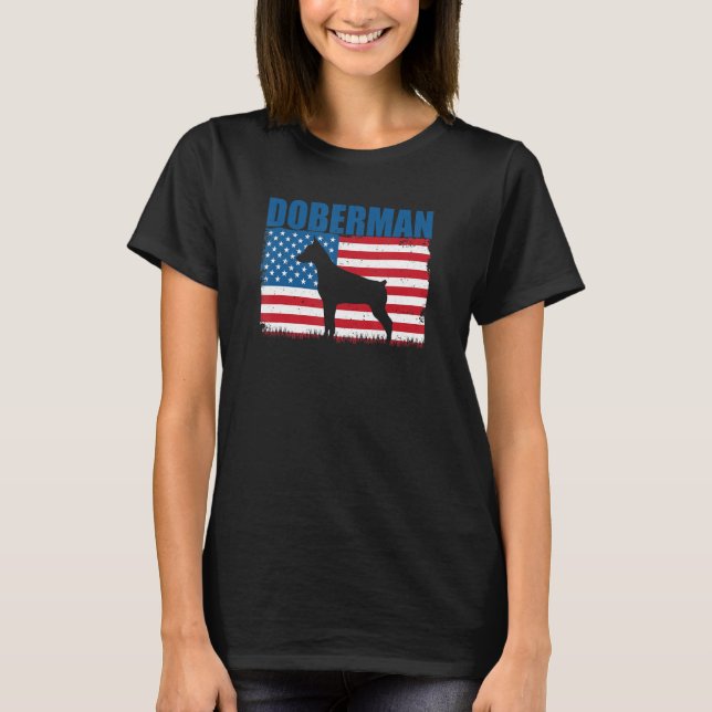 American Flag Doberman T-Shirt (Front)