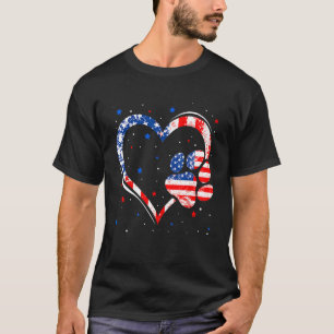 American Flag Dog Cat Paw 4th Of July Independenc T-Shirt