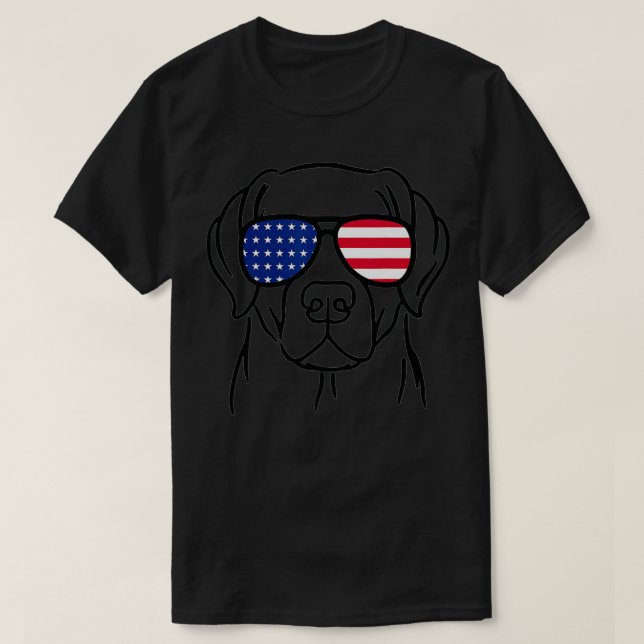 American Flag Dog Labrador Retriever 4th of July P T-Shirt (Design Front)