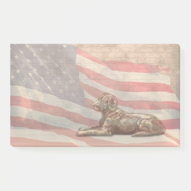 American Flag Dog Large Post it Notes (Front)