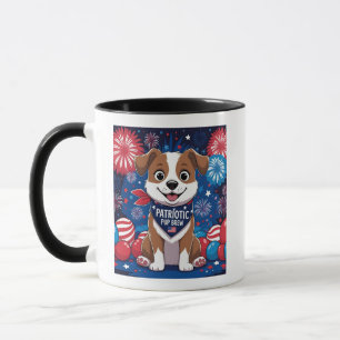 American Flag Dog "Patriotic Pup Brew" Gift Mug -