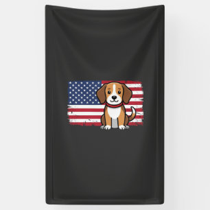 American Flag Dog Patriotic Vector Banner