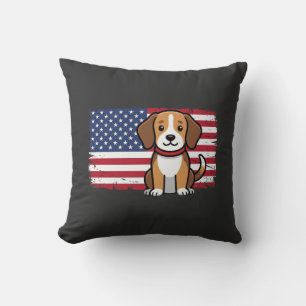 American Flag Dog Patriotic Vector Cushion