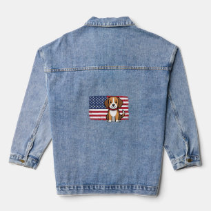 American Flag Dog Patriotic Vector Denim Jacket